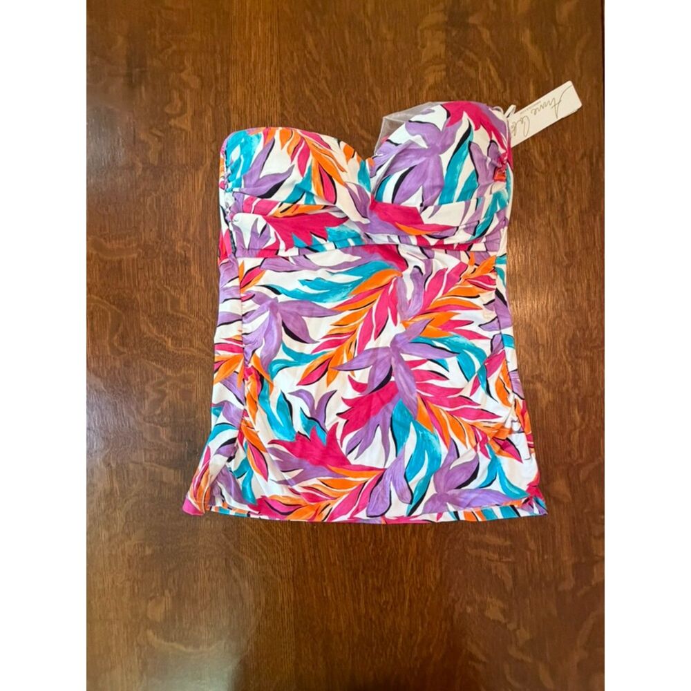 Anne Cole NWT Floral Twist Front Tankini Swim Top Size Small Strapless/Convert
